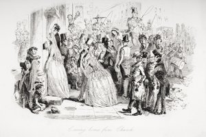 Ritorno a casa dalla chiesa, illustrazione da 